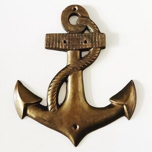 Vintage Brass Cast Iron Anchor Plaque